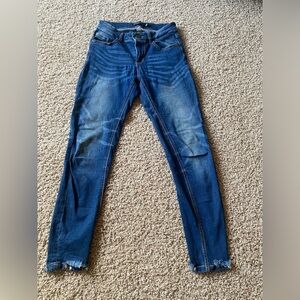 Fringed Ankle Blue Jeans